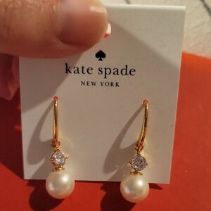 Kate Spade Gold and Cream Pearl Earrings
